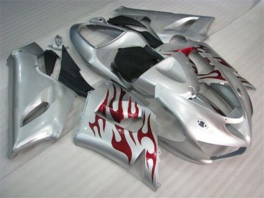 Argent Rouge Flamme Carénage Moto ZX6R 05-06