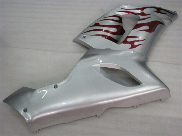 Argent Rouge Flamme Carénage Moto ZX6R 05-06 Argent Rouge Flamme Carénage Moto ZX6R 05-06