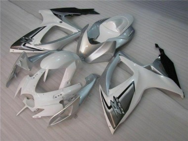 Blanc Argent Kit Carénages Motos Complet GSXR 600 / 750 K6 06-07