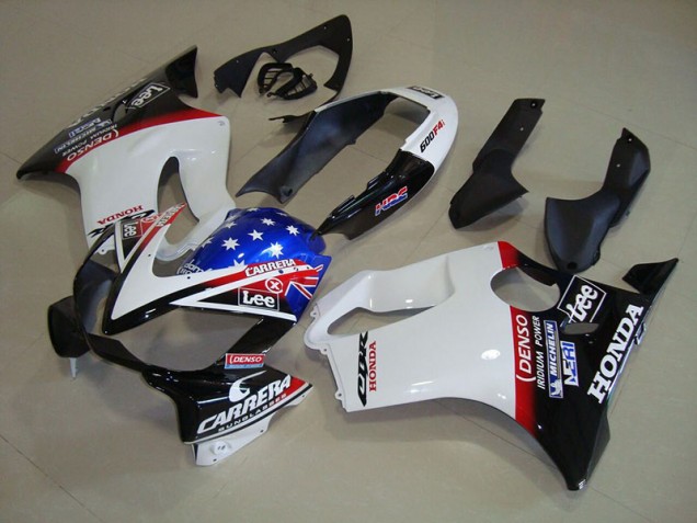 Blanc Bleu DENSO HRC Carrera Carénage Moto CBR 600 F4i 04-07 Blanc Bleu DENSO HRC Carrera Carénage Moto CBR 600 F4i 04-07