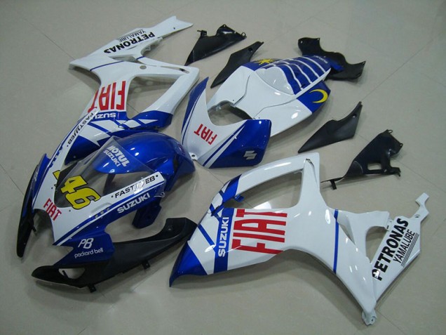 Blanc Bleu Fiat 46 Carénage Moto GSXR 750 K6 06-07 Blanc Bleu Fiat 46 Carénage Moto GSXR 750 K6 06-07
