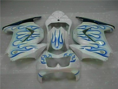 Blanc Bleu Flamme Carénage Moto EX250 08-12