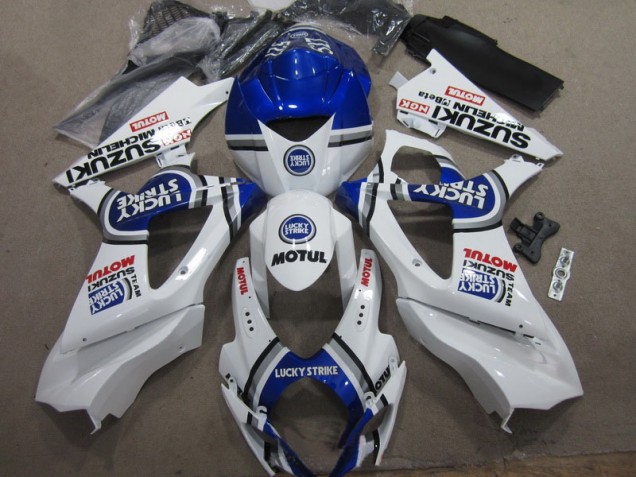 Blanc Bleu Lucky Strike Rouge Motul Carénage Moto GSXR 1000 K7 07-08 Blanc Bleu Lucky Strike Rouge Motul Carénage Moto GSXR 1000 K7 07-08
