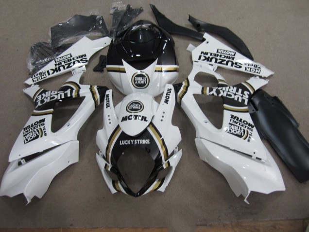 Blanc Lucky Strike Noir Motul Carénage Moto GSXR 1000 K7 07-08 Blanc Lucky Strike Noir Motul Carénage Moto GSXR 1000 K7 07-08