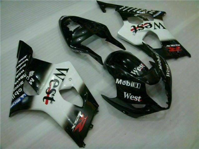 Blanc Noir Kit Carénages Motos Complet GSXR 1000 K3 03-04 Blanc Noir Kit Carénages Motos Complet GSXR 1000 K3 03-04