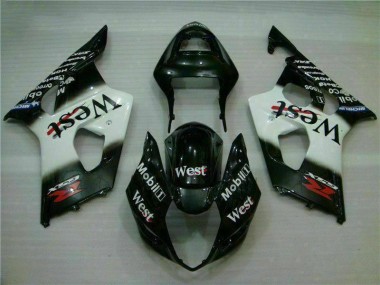 Blanc Noir Kit Carénages Motos Complet GSXR 1000 K3 03-04