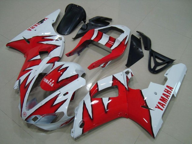 Blanc Rouge Flamme Carénage Moto R1 00-01 Blanc Rouge Flamme Carénage Moto R1 00-01