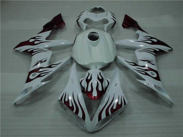 Blanc Rouge Flamme Carénage Moto R1 04-06
