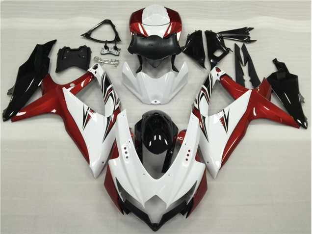 Blanc Rouge Noir Carénage Moto GSXR 600 / 750 K8 08-10 Blanc Rouge Noir Carénage Moto GSXR 600 / 750 K8 08-10