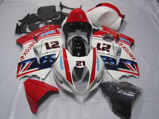 Blanc Rouge Xerox 21 Carénage Moto GSXR 1300 Hayabusa 96-07 Blanc Rouge Xerox 21 Carénage Moto GSXR 1300 Hayabusa 96-07