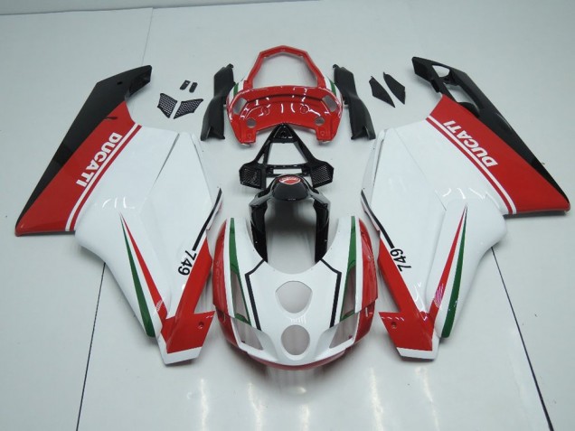 Blanc Rouge avec Queue Ouverte Carénage Moto Ducati 749 999 03-04 Blanc Rouge avec Queue Ouverte Carénage Moto Ducati 749 999 03-04