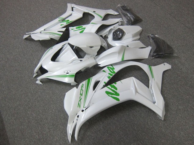 Blanc Vert Carénage Moto ZX10R 16-19 Blanc Vert Carénage Moto ZX10R 16-19