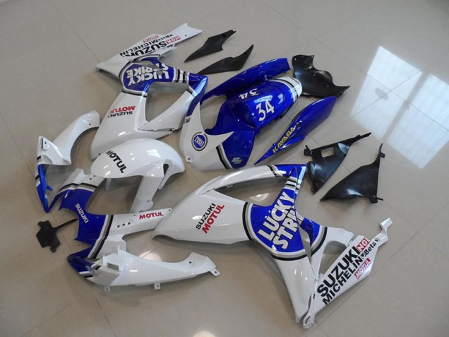 Bleu Blanc Lucky Strike Motul 34 Carénage Moto GSXR 750 K6 06-07 Bleu Blanc Lucky Strike Motul 34 Carénage Moto GSXR 750 K6 06-07