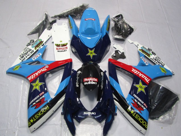 Bleu Blanc Rockstar Makita Carénage Moto GSXR 600 K6 06-07