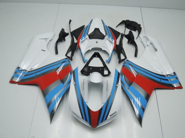 Bleu Blanc Rouge Carénage Moto Ducati 848 1098 1198 07-14 Bleu Blanc Rouge Carénage Moto Ducati 848 1098 1198 07-14