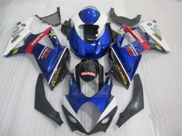 Bleu Noir Rockstar Carénage Moto GSXR 1000 K7 07-08