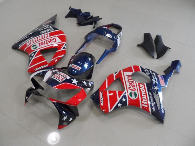 Bleu Rouge Cycle World Castrol Carénage Moto CBR 900 RR 954 02-03 Bleu Rouge Cycle World Castrol Carénage Moto CBR 900 RR 954 02-03