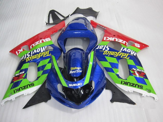 Bleu Vert Rouge Telefumia Movistar Carénage Moto GSXR 600 K1 K2 K3 01-03 Bleu Vert Rouge Telefumia Movistar Carénage Moto GSXR 600 K1 K2 K3 01-03