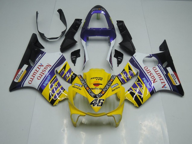 Jaune Blanc Nastro Azzurro Carénage Moto CBR 600 F4i 01-03 Jaune Blanc Nastro Azzurro Carénage Moto CBR 600 F4i 01-03