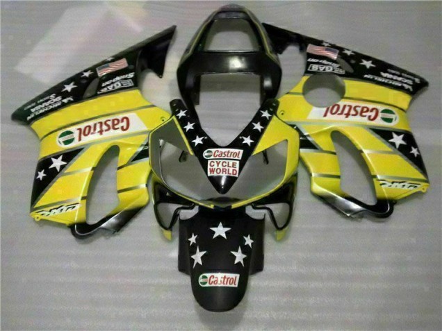 Jaune Noir Castrol Cycle World Carénage Moto CBR 600 F4i 01-03