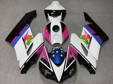 Carénages Moto Honda CBR1000RR 2004-2005 - Blanc Rose Bleu Noir Brillant Étoile