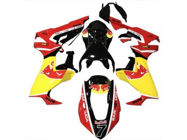 Carénages Moto Honda CBR1000RR 2017-2024 - Noir Brillant Jaune Red Bull