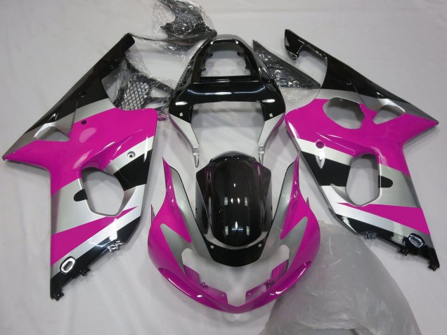 Carénages Moto Suzuki GSXR 1000 2000-2002 - Rose Argent Noir Brillant OEM Style