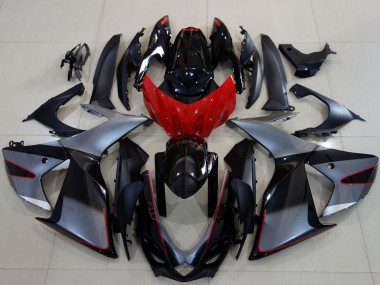 Carénages Moto Suzuki GSXR 600 / GSXR 750 2011-2024 - Gris Rouge Noir Brillant