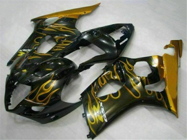 Carénages Moto Suzuki GSXR 1000 2003-2004 - Noir Brillant Or Flamme