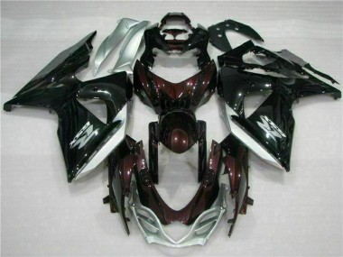 Carénages Moto Suzuki GSXR 1000 2009-2016 - Noir Brillant Argent Blanc