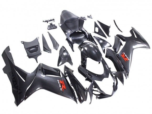 Carénages Moto Suzuki GSXR 600 / GSXR 750 2011-2024 - Noir Fibre de Carbone Rouge