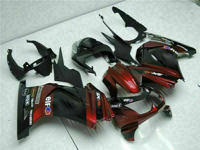 Carénages Moto Kawasaki EX250 2008-2012 - Noir Brillant Rouge Marron