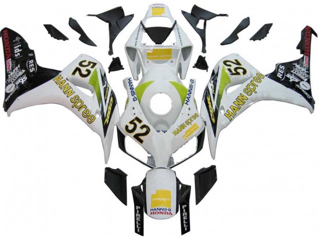 Carénages Moto Honda CBR1000RR 2006-2007 - Blanc Vert Noir Brillant Hannspree 52