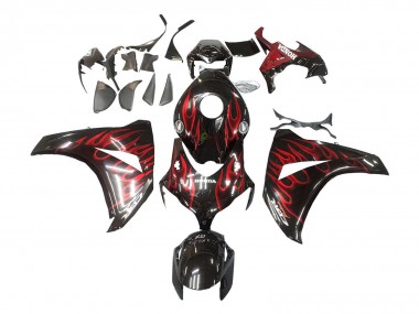 Carénage Moto Honda CBR1000RR 2008-2011 - Noir Brillant Rouge Flamme