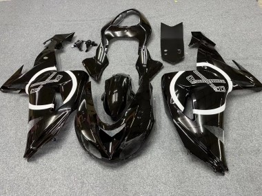 Carénages Moto Kawasaki ZX10R 2006-2007 - Noir Brillant Blanc Cercle