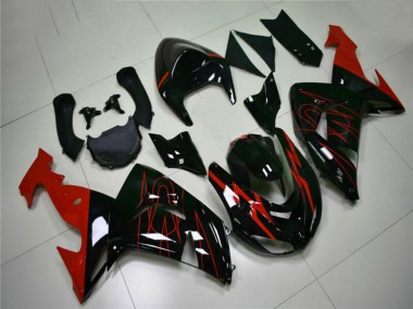 Carénages Moto Kawasaki ZX10R 2006-2007 - Noir Brillant Rouge