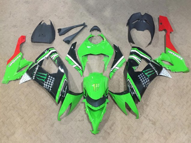 Carénages Moto Kawasaki ZX10R 2008-2010 - Vert Blanc Noir Rouge Monstre