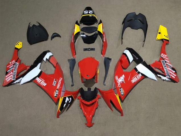 Carénages Moto Kawasaki ZX10R 2008-2010 - Rouge Jaune Blanc Noir
