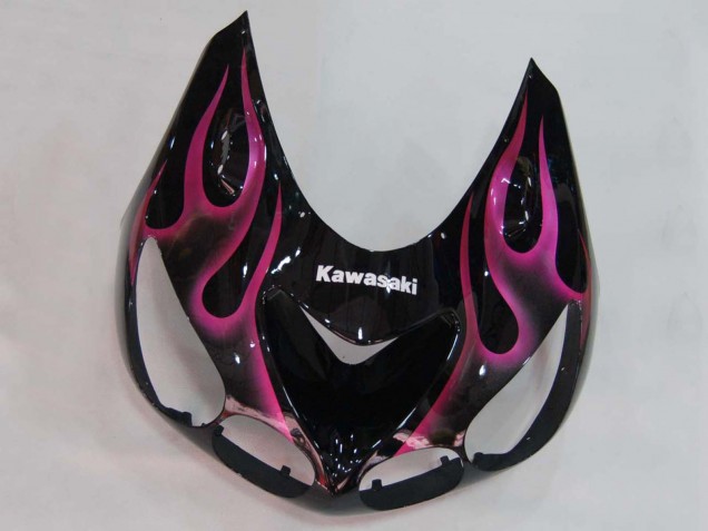 Carénages Moto Kawasaki ZX14R ZZR1400 2006-2011 - Noir Brillant Rouge Rose Flamme