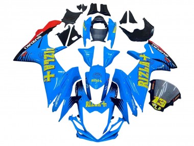 Carénages Moto Suzuki GSXR 600 / GSXR 750 2011-2024 - Bleu Or Rouge Noir Rizla