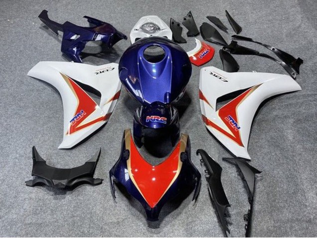 Carénages Moto Honda CBR1000RR 2008-2011 - Blanc Rouge Bleu Foncé Or HRC