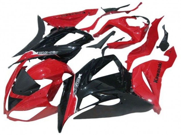 Carénage Moto Kawasaki ZX6R 2013-2018 - Rouge Noir Brillant
