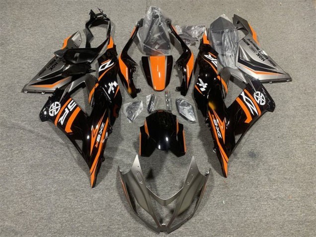 Carénage Moto Kawasaki ZX6R 2013-2018 - Orange Noir Brillant