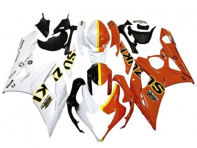 Carénages Moto Suzuki GSXR 1000 2005-2006 - Blanc Orange Jaune Diviser