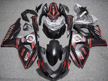 Carénages Moto Suzuki GSXR 1000 2009-2016 - Noir Mat Rouge Rayures