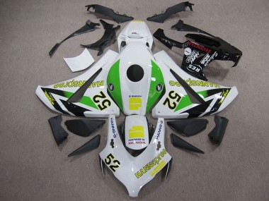 Carénages Moto Honda CBR1000RR 2008-2011 - Blanc Vert Jaune Noir Brillant Hannspree 52