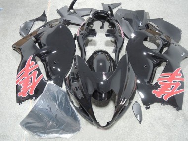 Carénages Moto Suzuki GSXR 1300 Hayabusa 1996-2007 - Noir Brillant Rouge Décalque
