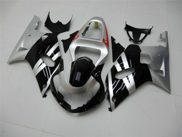 Noir Argent Carénage Moto GSXR 600 / 750 K1 K2 K3 01-03 Noir Argent Carénage Moto GSXR 600 / 750 K1 K2 K3 01-03