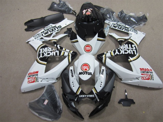 Noir Blanc Lucky Strike Motul Carénage Moto GSXR 600 K6 06-07 Noir Blanc Lucky Strike Motul Carénage Moto GSXR 600 K6 06-07