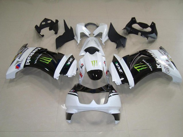 Noir Blanc Monster Carénage Moto ZX 250R 08-12 Noir Blanc Monster Carénage Moto ZX 250R 08-12